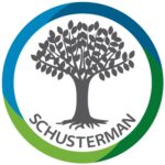 Logo of a tree surrounded by a blue and green circle with the name Schusterman under the tree