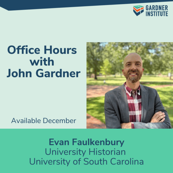 Office hours graphic with photo of Evan Faulkenbury
