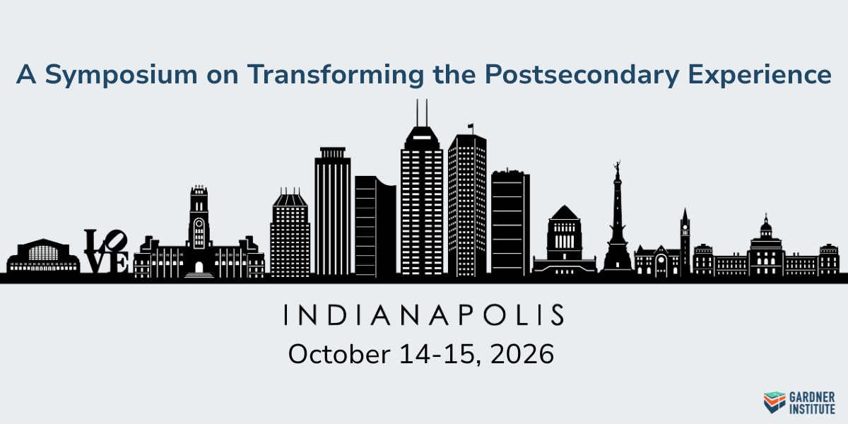 A Symposium on Transforming the Postsecondary Experience. Drawing of Indianapolis skyline