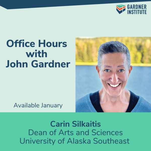 Office hours graphic with photo of Carin Silkaitis