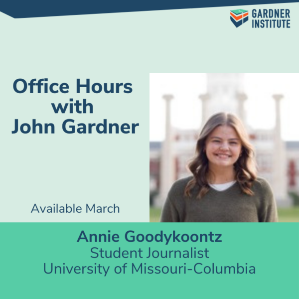 Office hours graphic with photo of Annie Goodykoontz